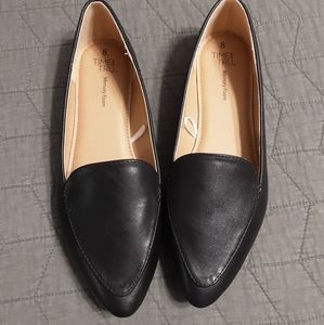 Time & Tru Memory Foam Black Flats Pointed Toe 8